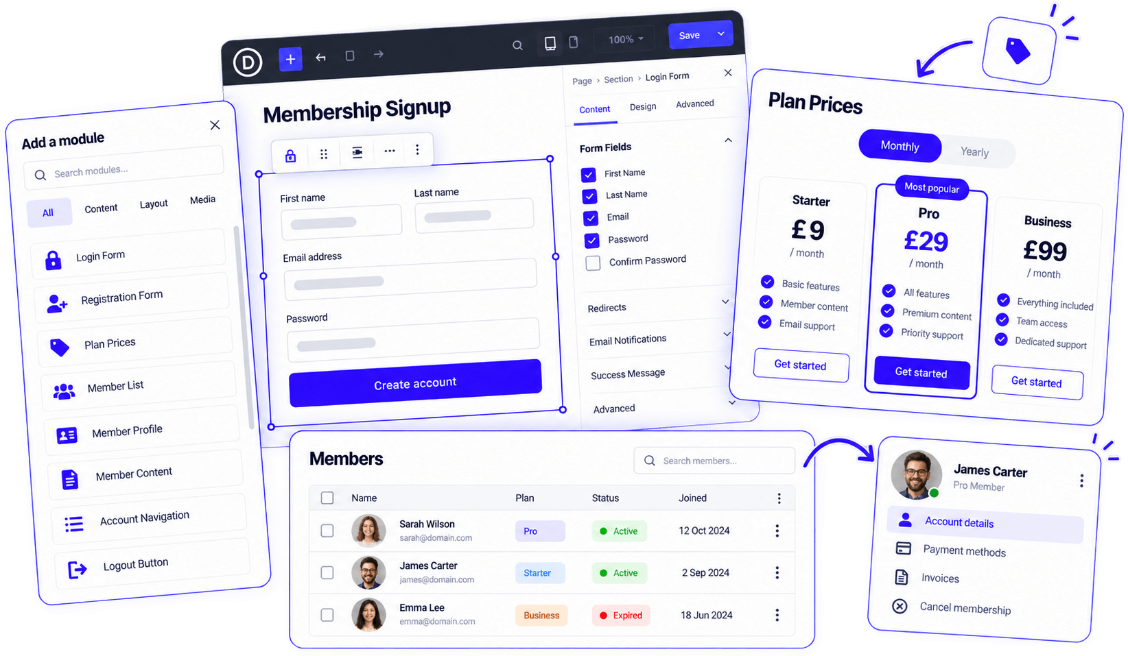 Build the membership pages in Divi