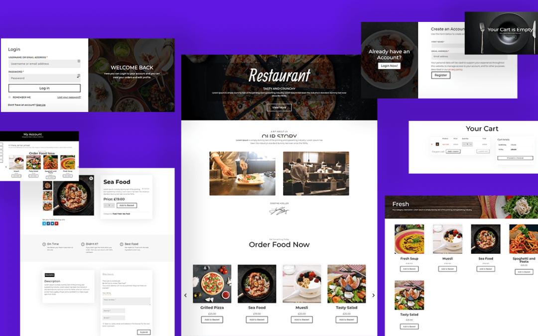 FREE Restaurant shop layout pack for Divi and BodyCommerce