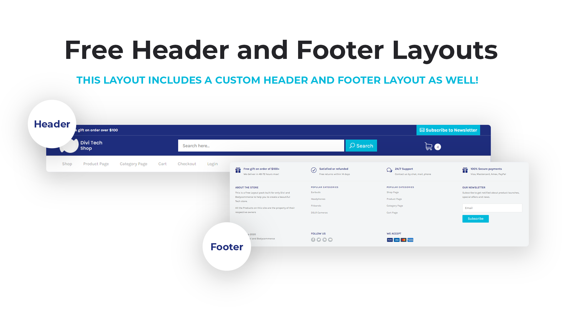 shop free header and footer layout