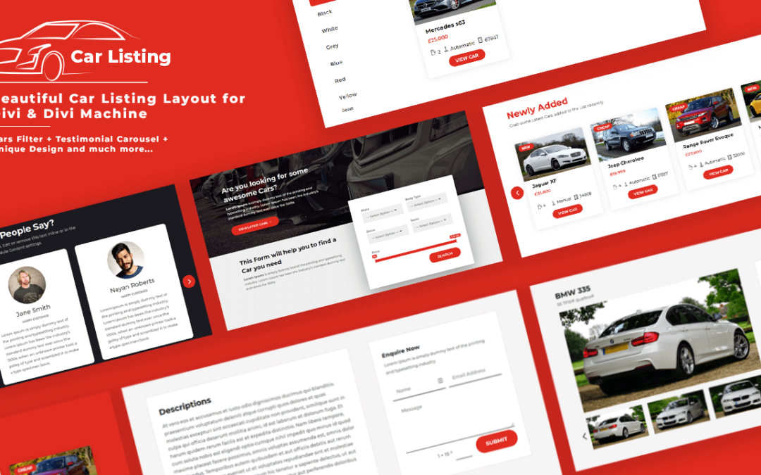 FREE Car Listing layout pack for Divi Machine