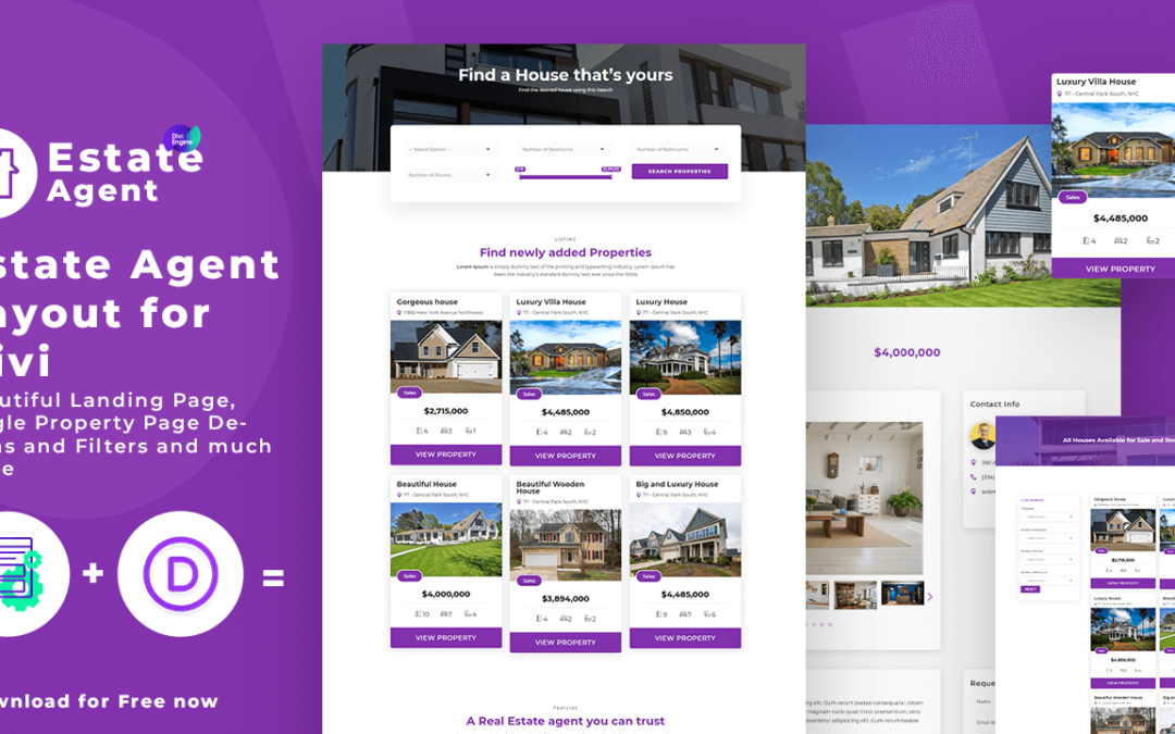FREE Estate Agents layout pack for Divi Machine