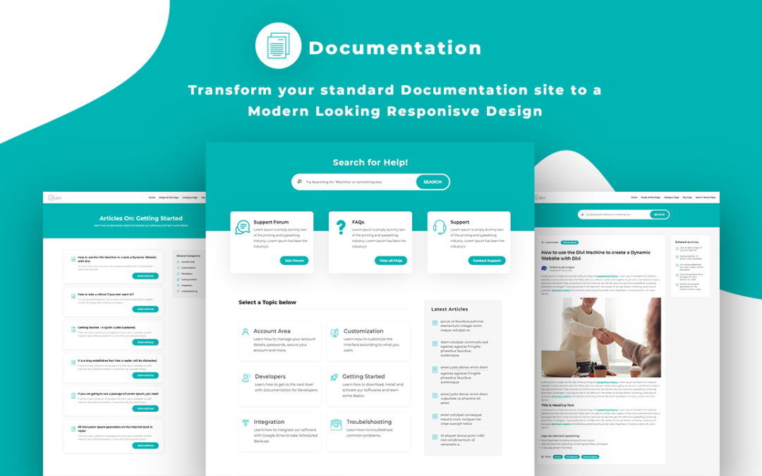 FREE Documentation layout pack for Divi Machine