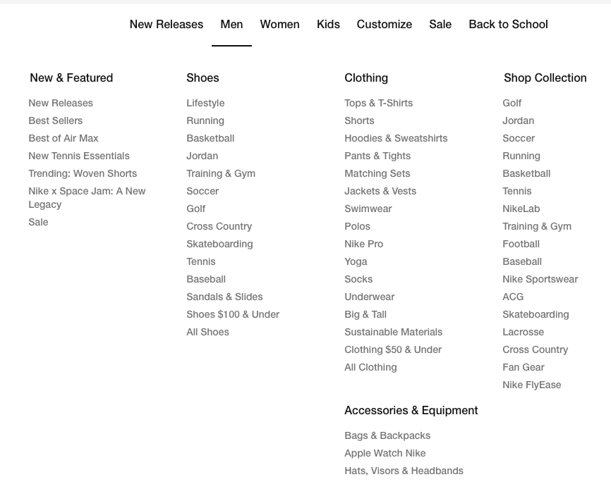 Product categories example