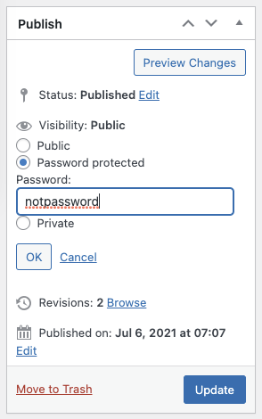 Password Protect a WordPress Page or Post