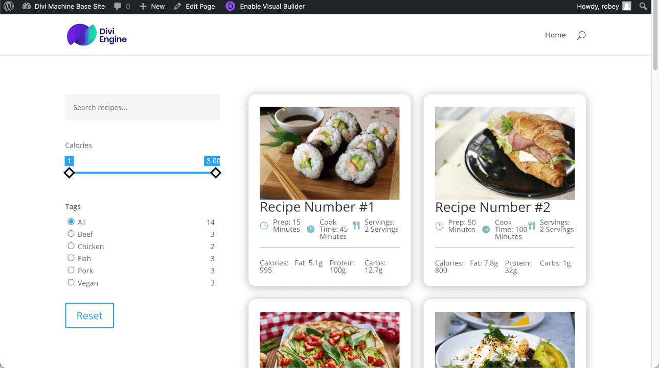 Finished Recipe Index Page with Ajax Filters