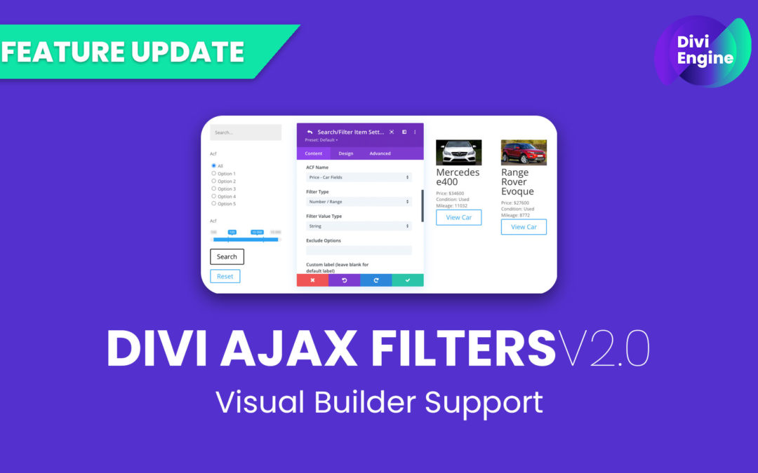 Feature Update: Divi Ajax Filters gets Visual Builder Support!