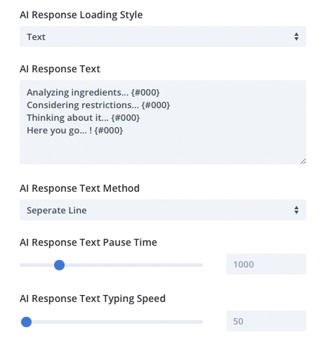 Divi Form AI text preloader settings