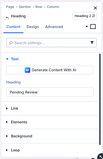 Adding a section heading