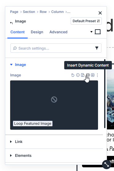 Link the dynamic content that will be looped.