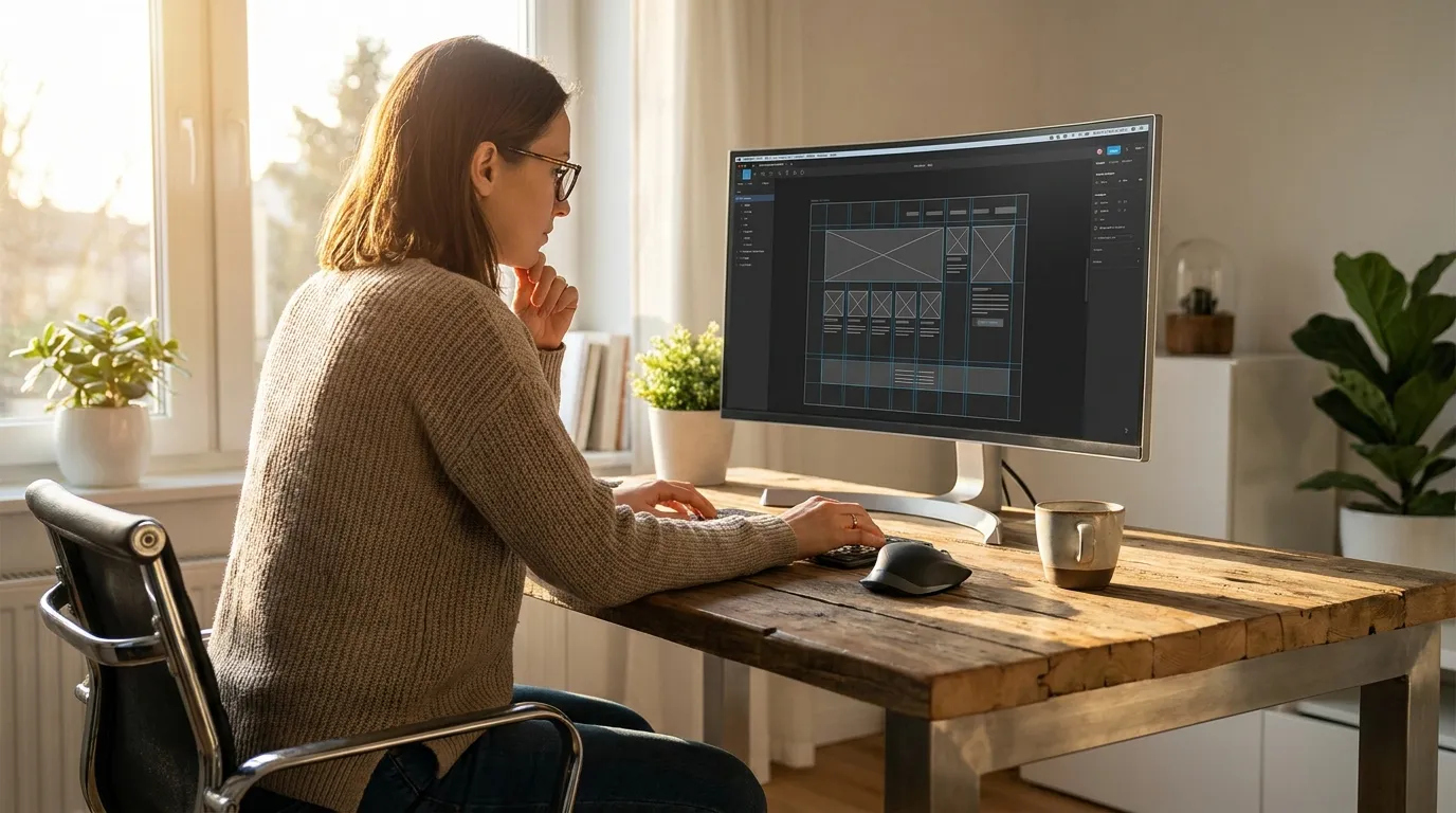 Designer working on Divi layout